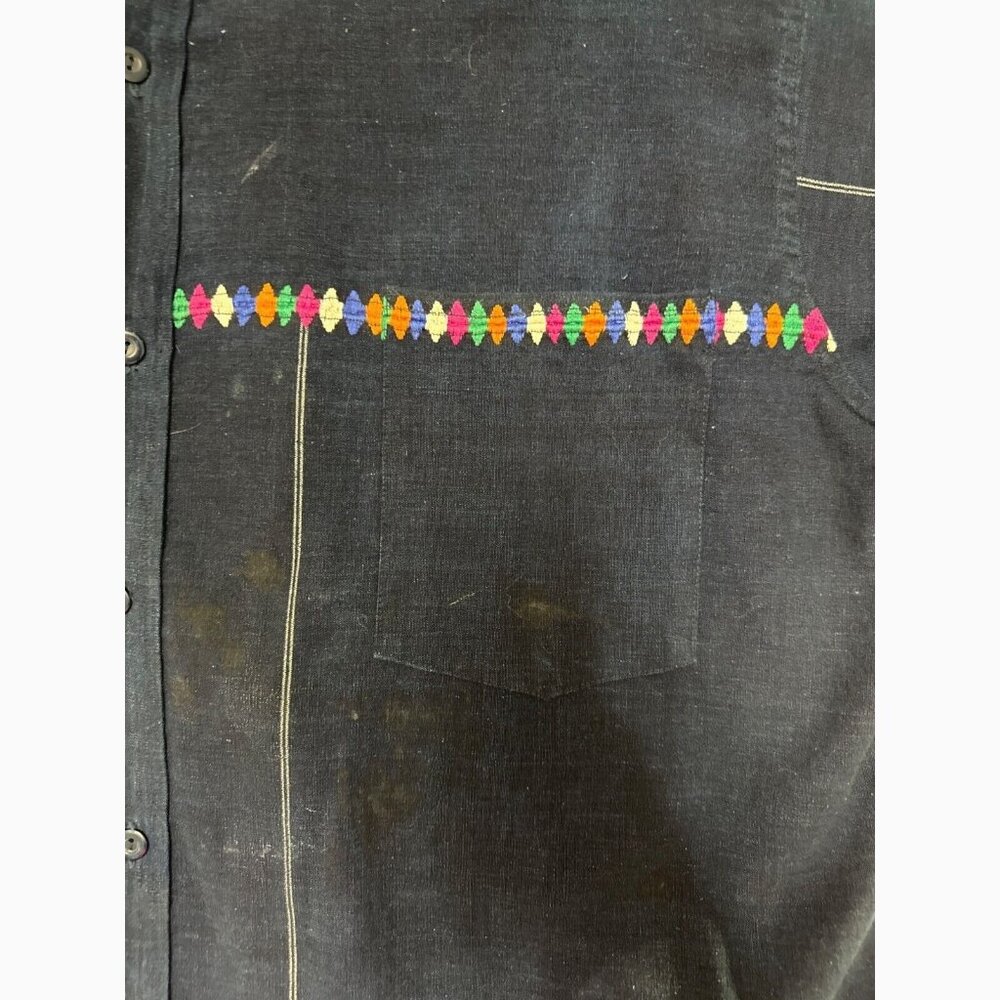 Classy City Chicks Guatemalan Made Cotton Acrylic Mens Short Sleeve Navy Blue Em - Picture 8 of 12